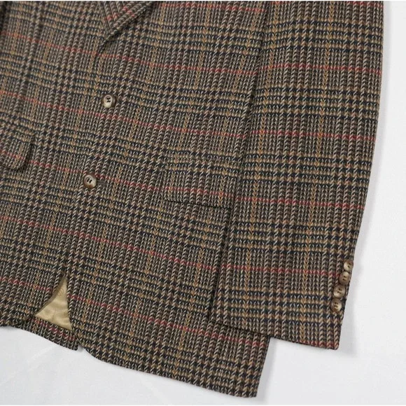 VTG Bill Blass Signature 38S Tweed Gun Club Check Sport Coat Men's 1980s 90s USA